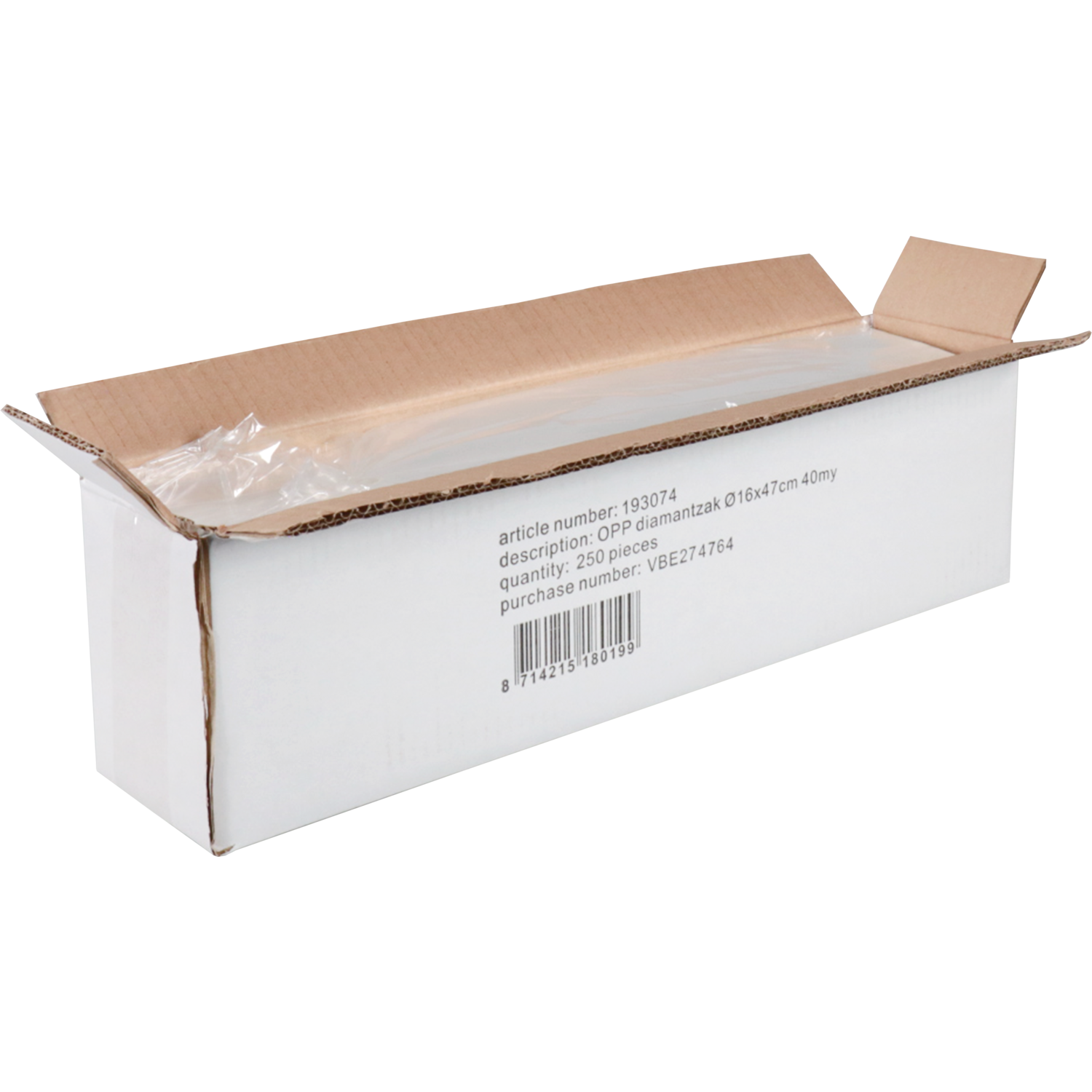 Zak, Diamantzak, OPP, ∅16.5cm, x47cm, 40my, transparant