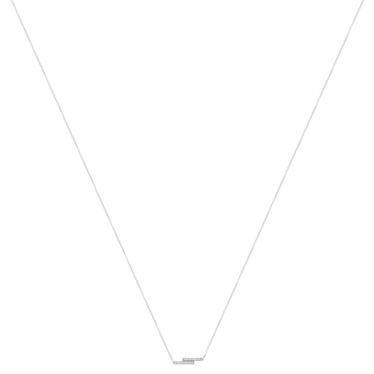 Collier or 375 blanc blanc diamants 45cm anneau de raccourcissement 42cm