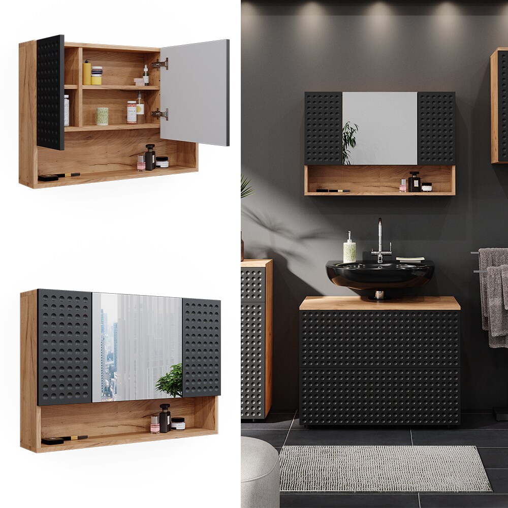 Vicco Badspiegelschrank Irma Eiche Anthrazit 80 x 55 cm Badezimmer