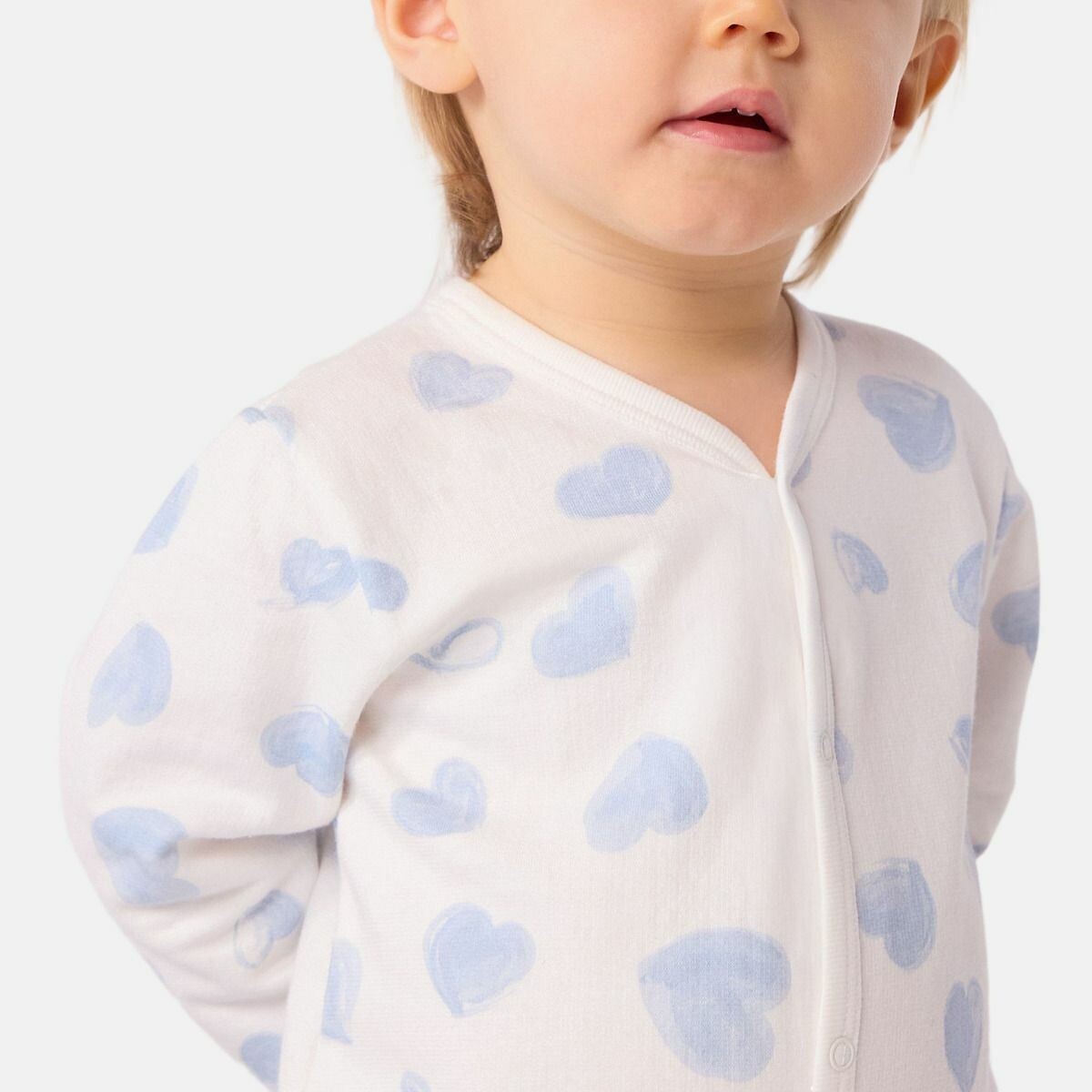 PETIT BATEAU<br>Pijama de bebê em fleece escovado com estampa de coração