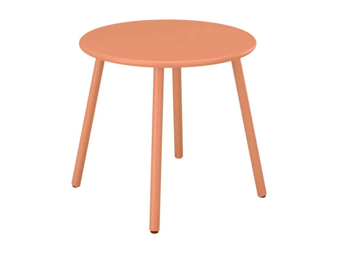 Salon de jardin en métal - 2 fauteuils bas empilables et une table d'appoint ronde - Orange clair - MIRMANDE de MYLIA