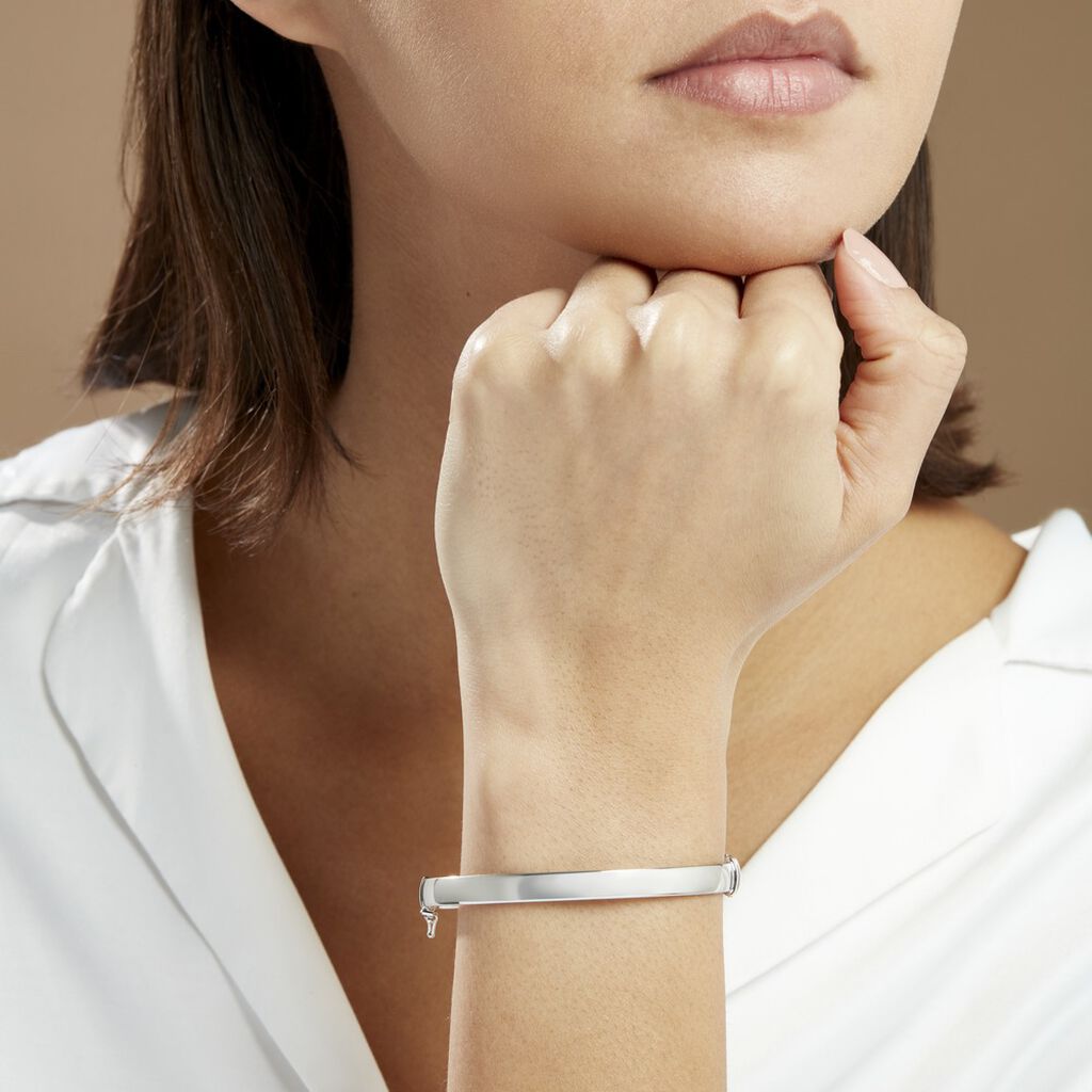 Bracelet Jonc Thaira Argent Blanc