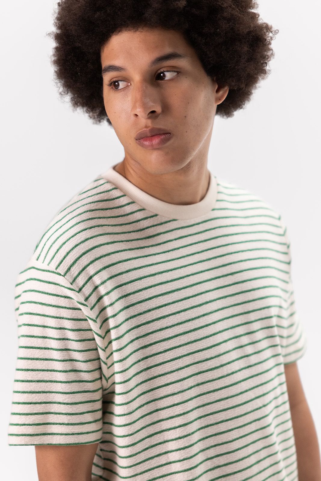 Groen gestreept slub jersey T-shirt
