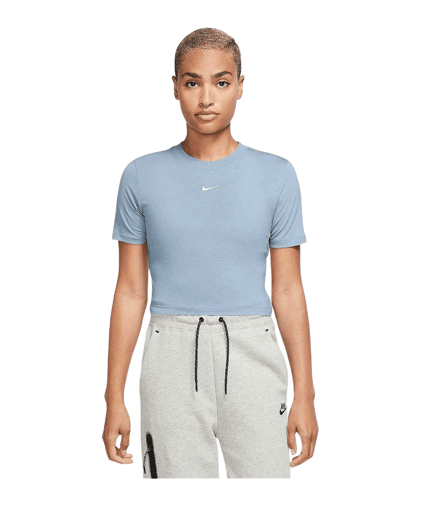 Nike Essential Crop T-Shirt Damen Blau Weiss F441