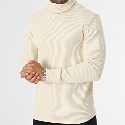 Pull Col Roulé Beige