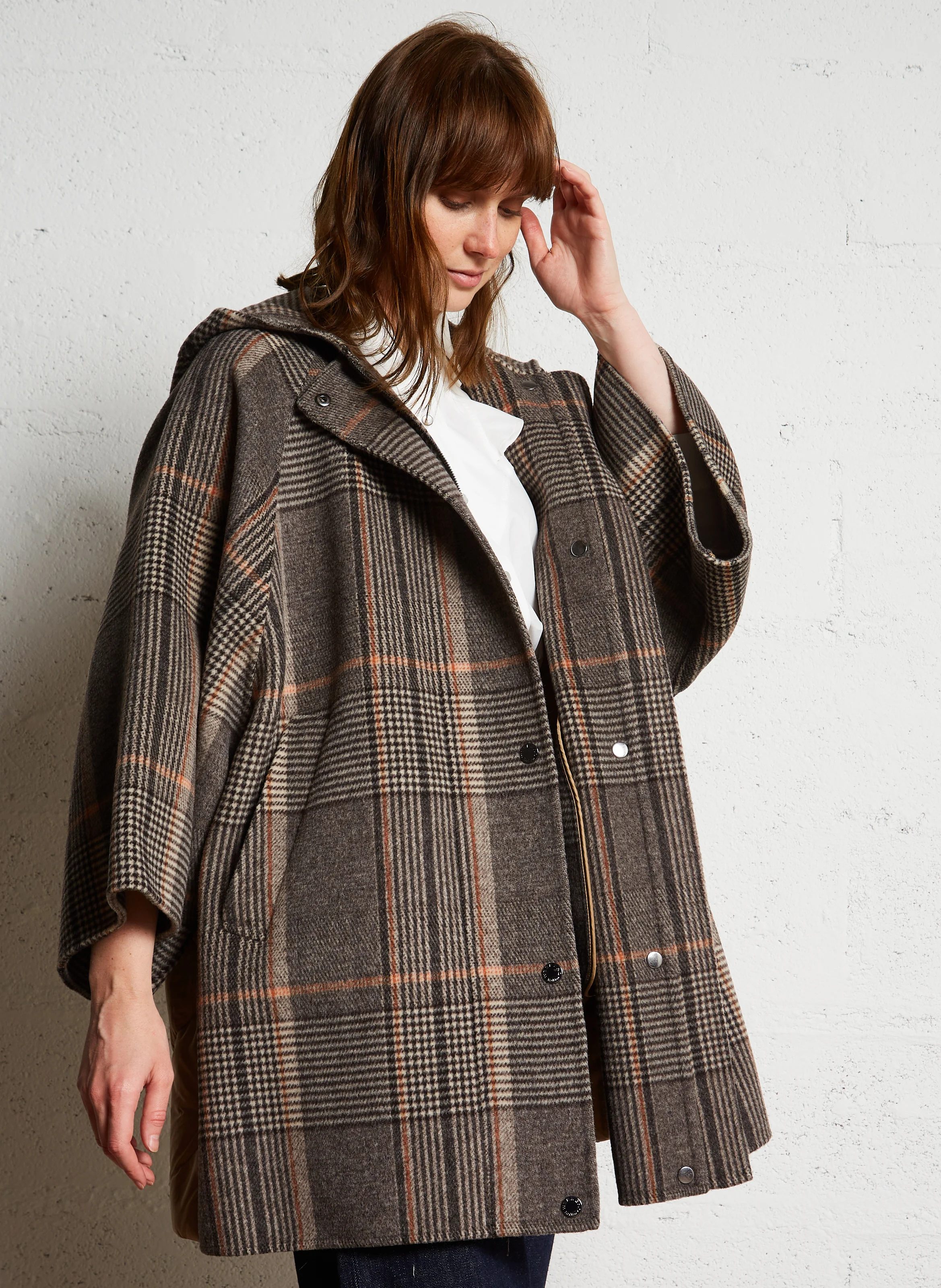 AGITARE - Manteau à carreaux en laine | Noir