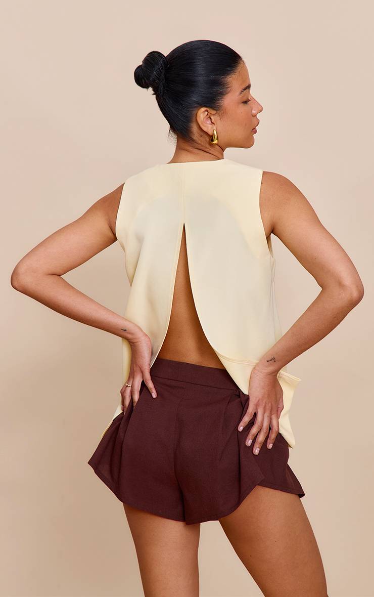 Butter Yellow Gilet Long Tissé Boutonné