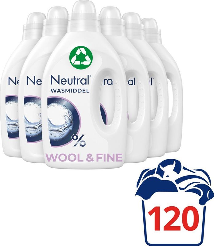 Neutral - Vloeibaar Wasmiddel Fijn - 1 Liter - 6 Flessen - 120 Wasbeurten