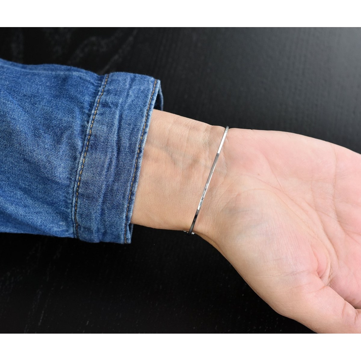 Bracelet jonc 2 ancres Argent 925 Rhodié