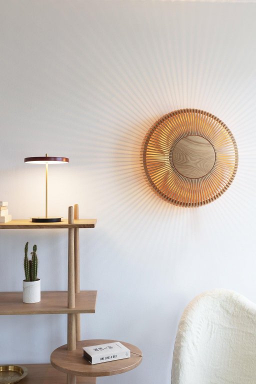 Umage Clava Up Wood wandlamp large Ø49 naturel eiken