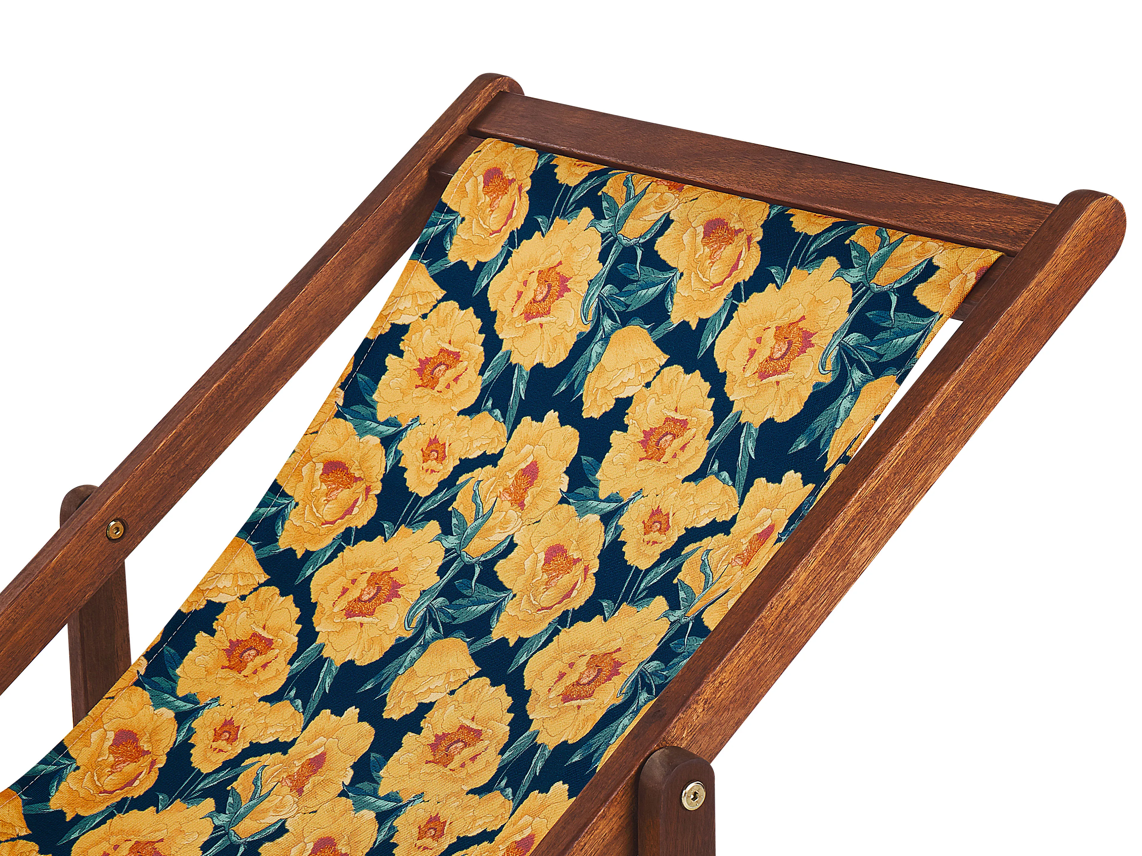 Set van 2 inklapbare ligstoelen ANZIO met vervangingshoezen Bloemen motief Acaciahout Donkerbruin