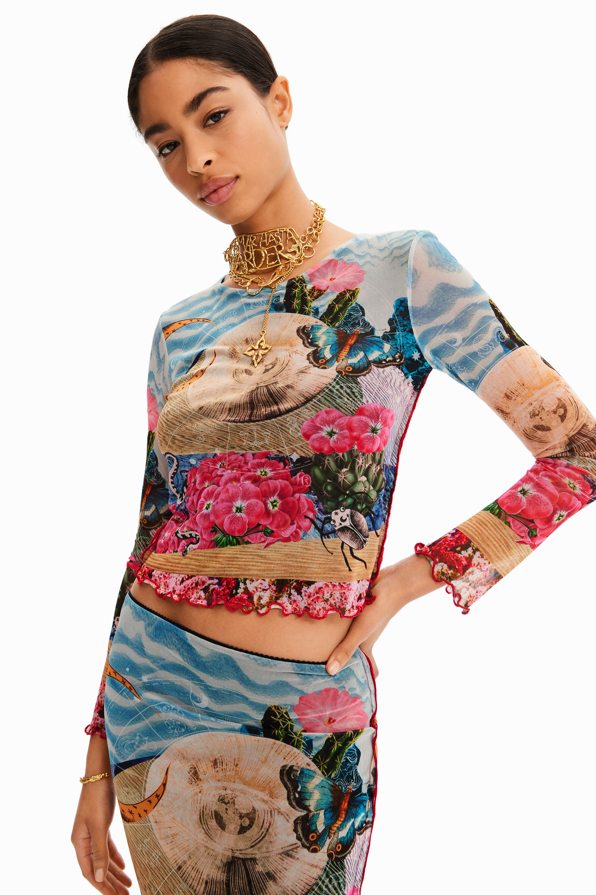 T-shirt court slim fantaisie
