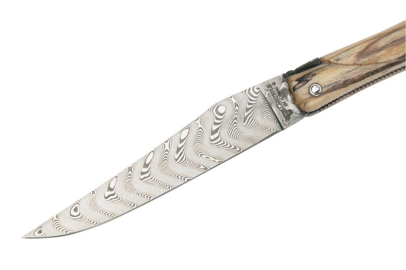 Laguiole en Aubrac Le Perlé 12 cm L0512WA6J3DB Balbach Damast Full Handle beukenhout