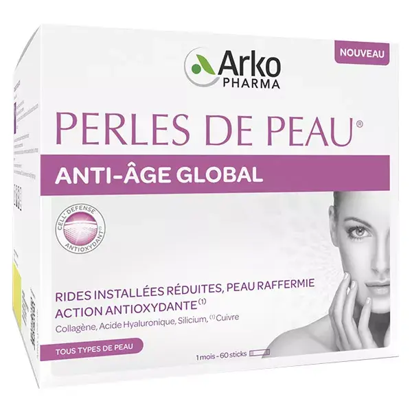 Pérolas Antienvelhecimento Globais da Arkopharma para a Pele - 30 unidades