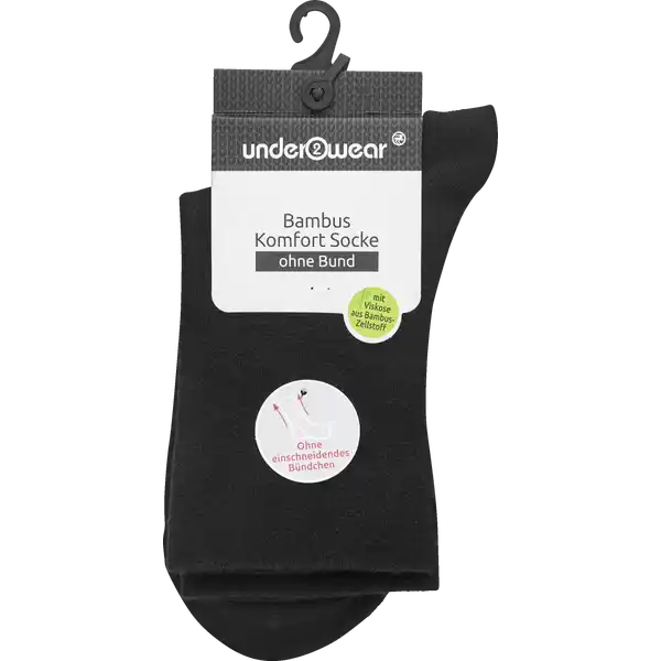 Socken ohne Bund schwarz mit Bambus Gr. 35 / 38