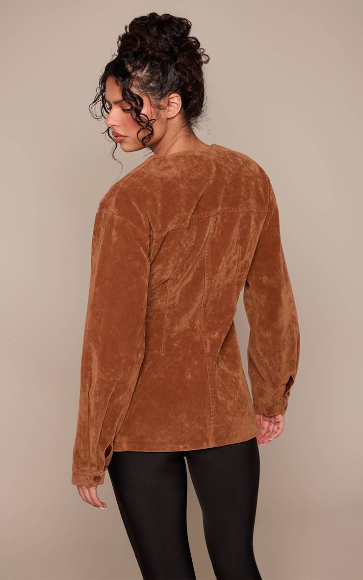 Marron Blazer Asymétrique En Synthétique