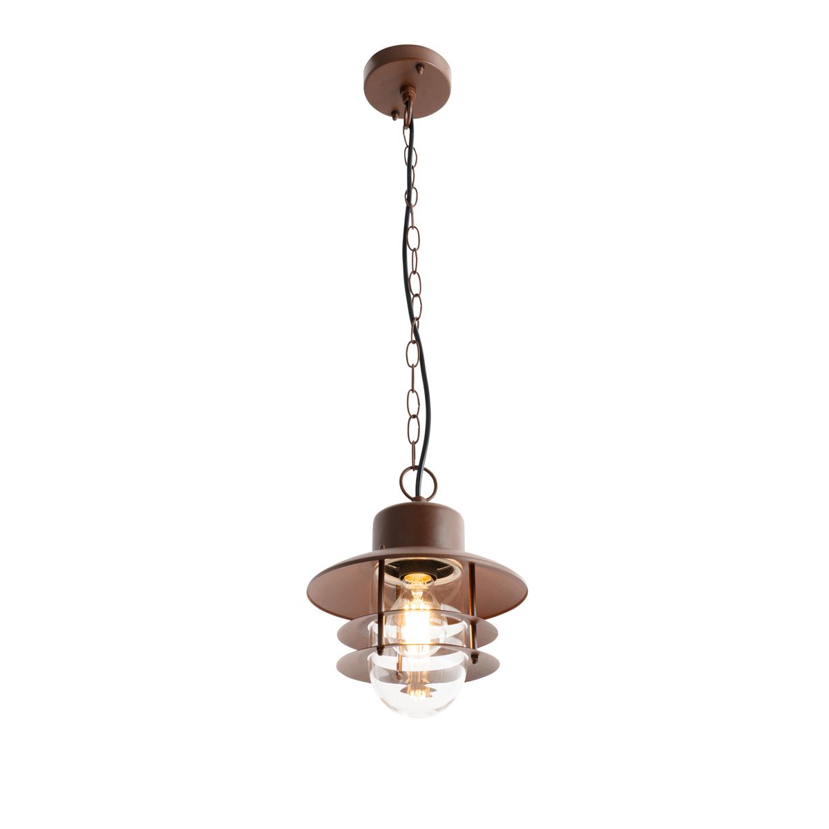 Industriële hanglamp roestbruin IP44 - Shell