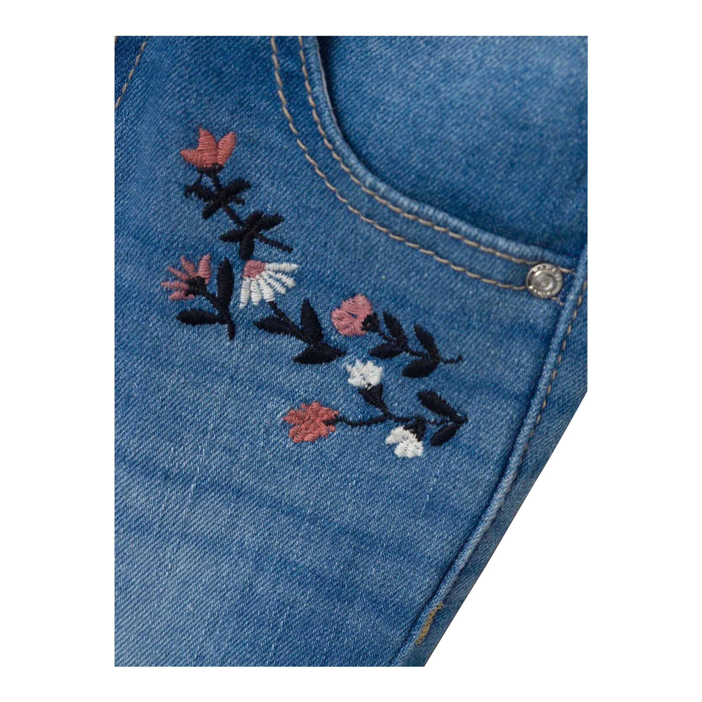 NAME IT Jeans 5 Pocket Blumenstickerei denim