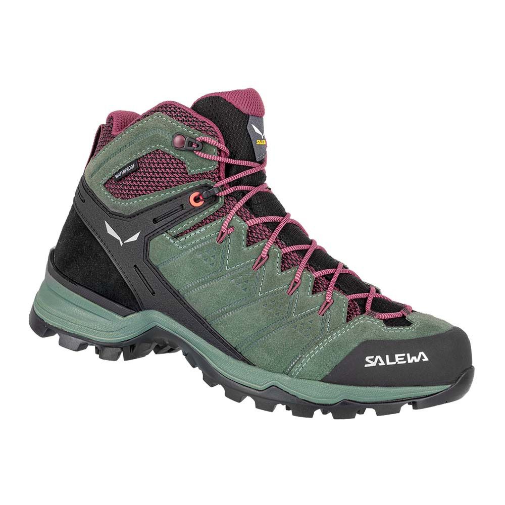 Salewa WS ALP MATE MID WP - Chaussures randonné Femme duck green/rhododendon