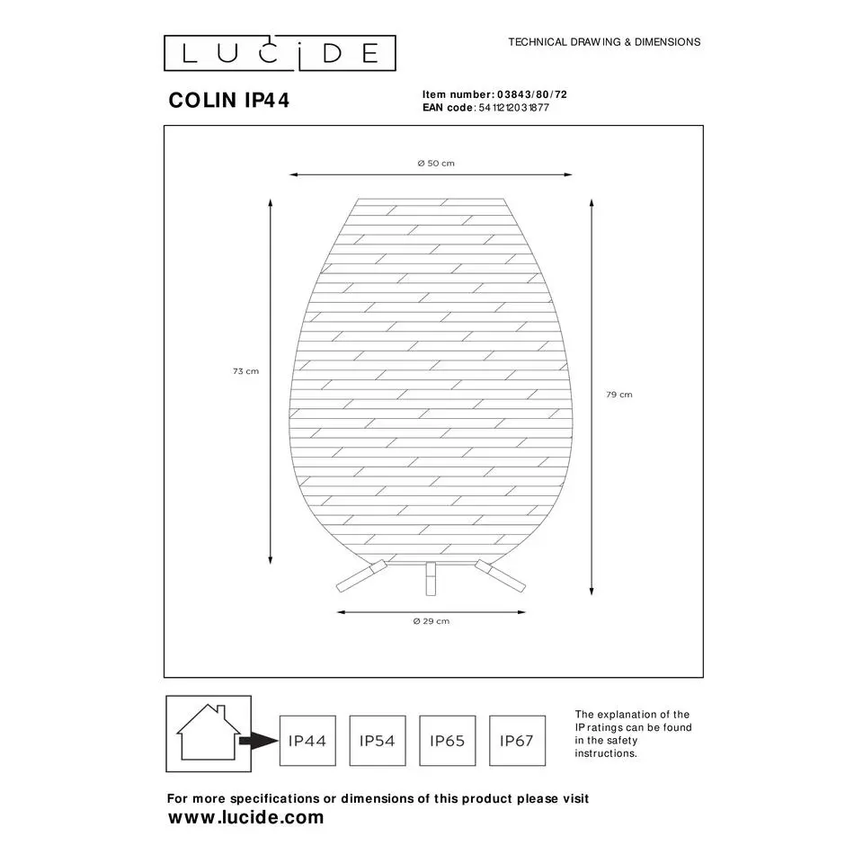 Lucide COLIN IP44 Vloerlamp - Naturel
