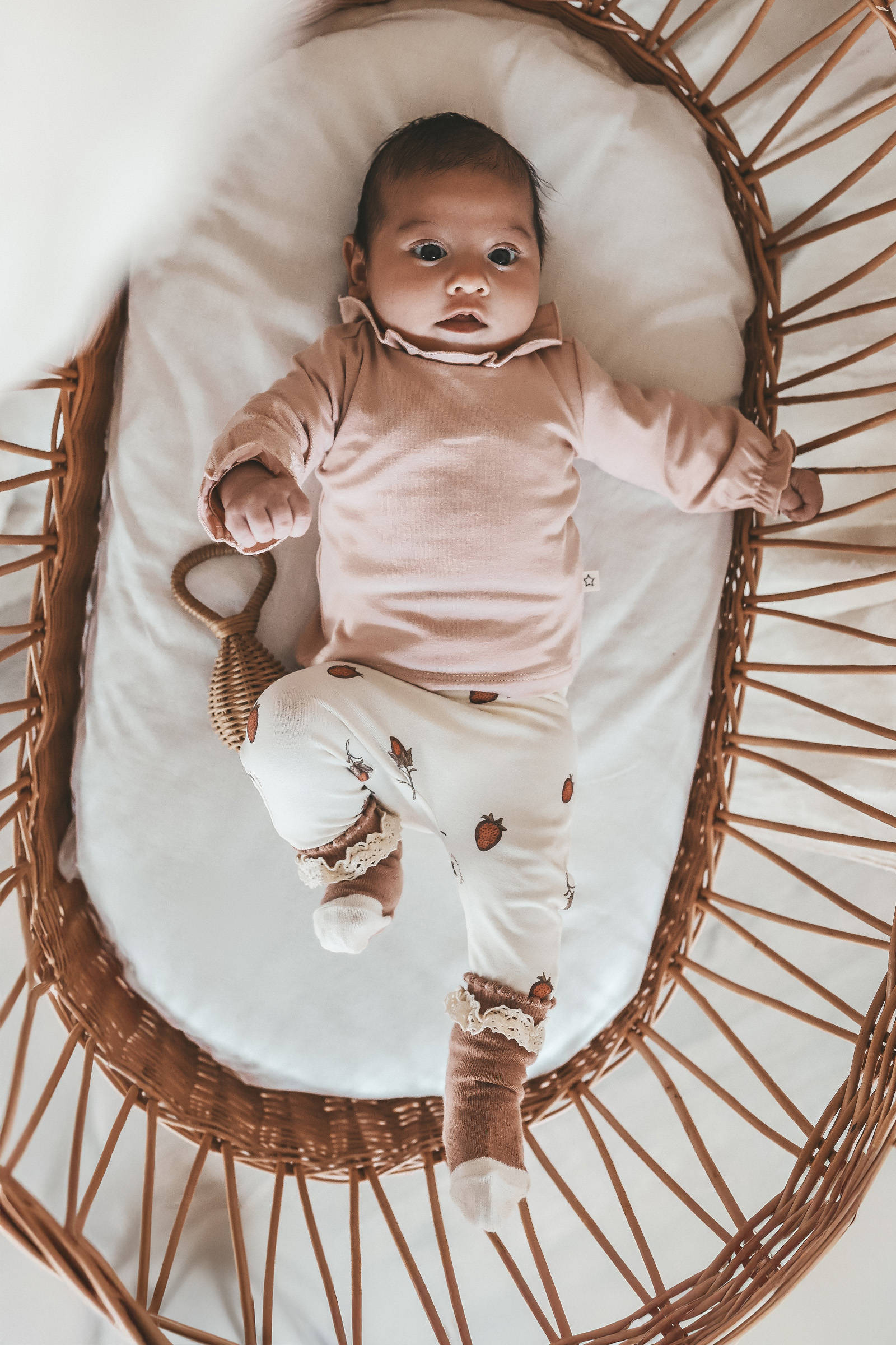 Your Wishes baby broek met all over print wit/rood