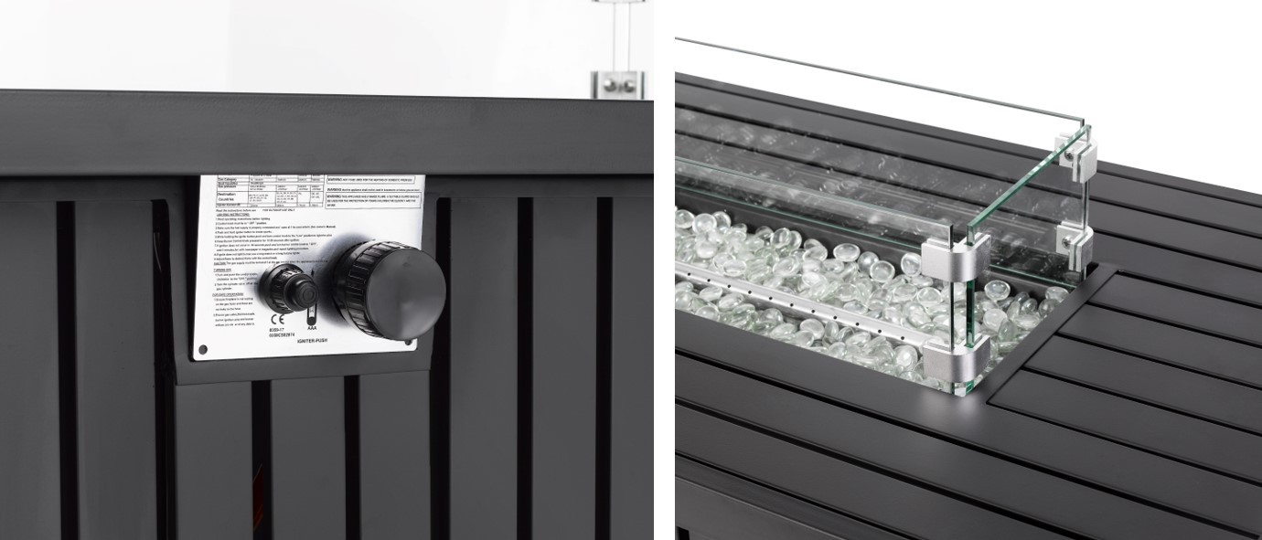 TEPRO Gasfeuerstelle TOPEKA - anthrazit - Glasumrandung - 136 cm