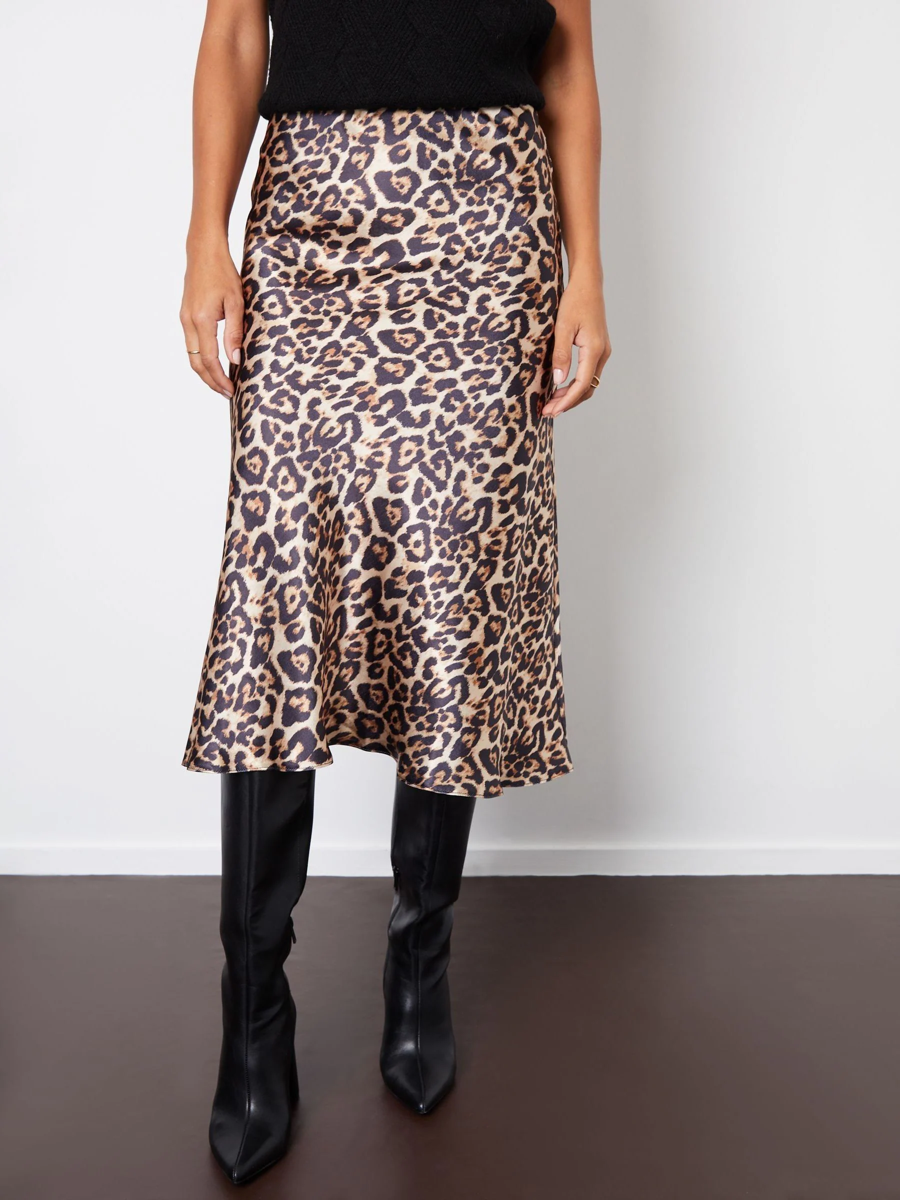 Bruin - Threadbare midirok van satijn