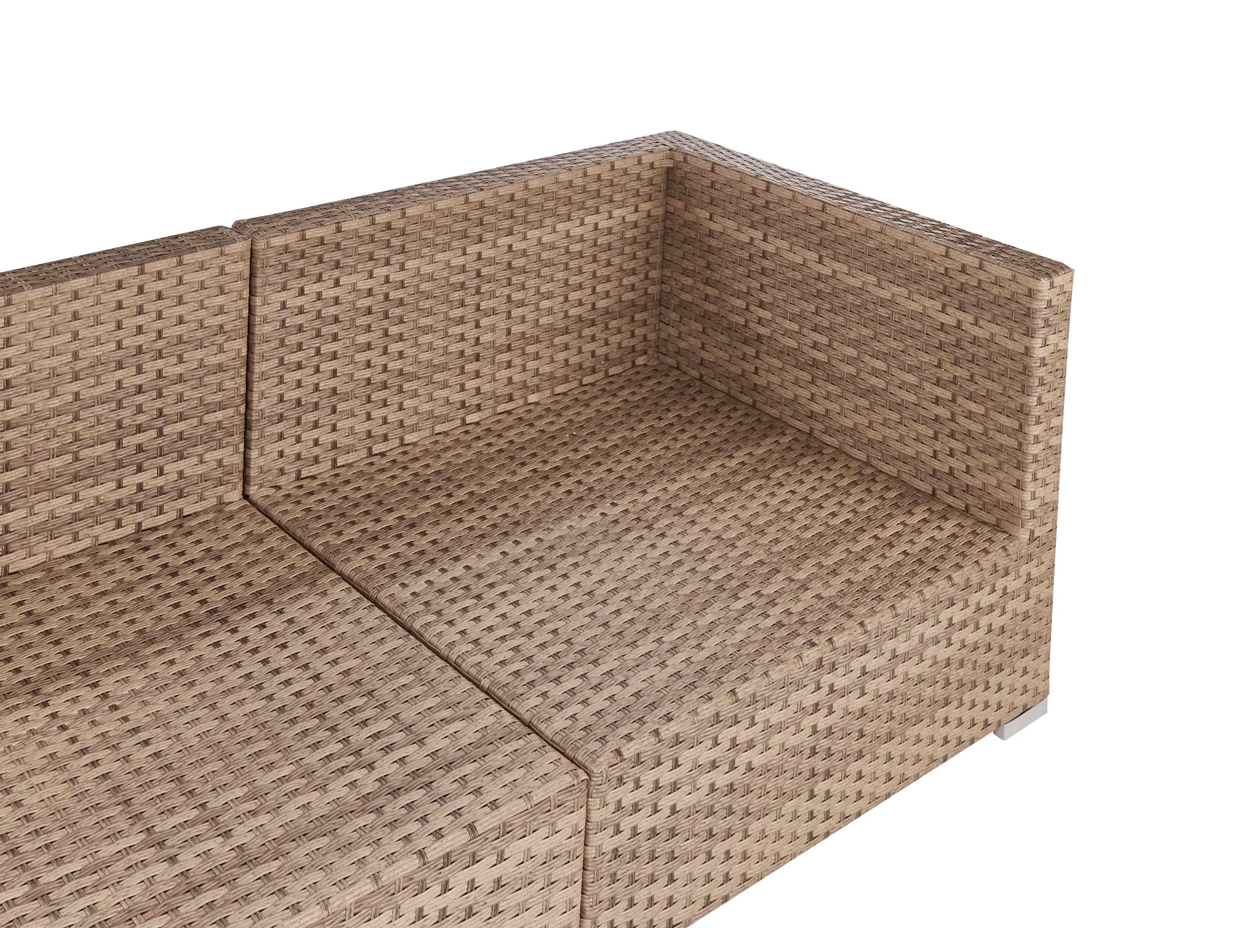Tuin hoekloungeset met tafel 4-zits SANO linkszijdig modulair PE rotan Natuurlijk