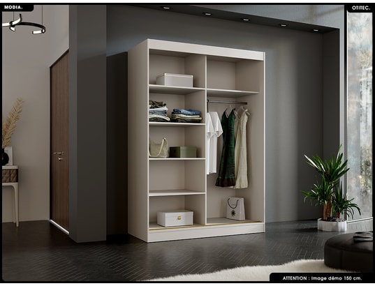 OTITEC - Armoire coulissante - l.120 x h.215 x p.65 - modia - cachemi...