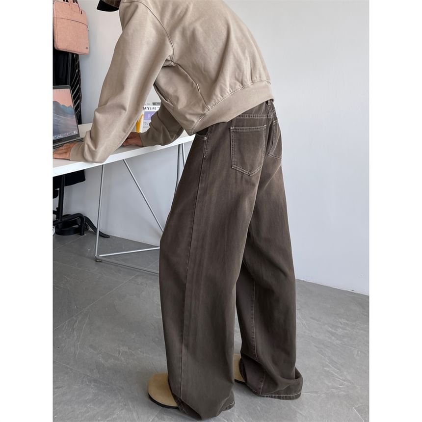 Kimeya - Mid Rise Washed Wide Leg Jeans