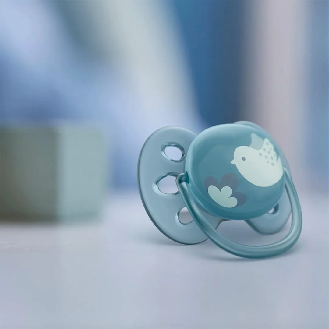 Philips Avent Suce Ultra Douce 6-18 mois Colombe Bleue  Feuille Argentée (2)