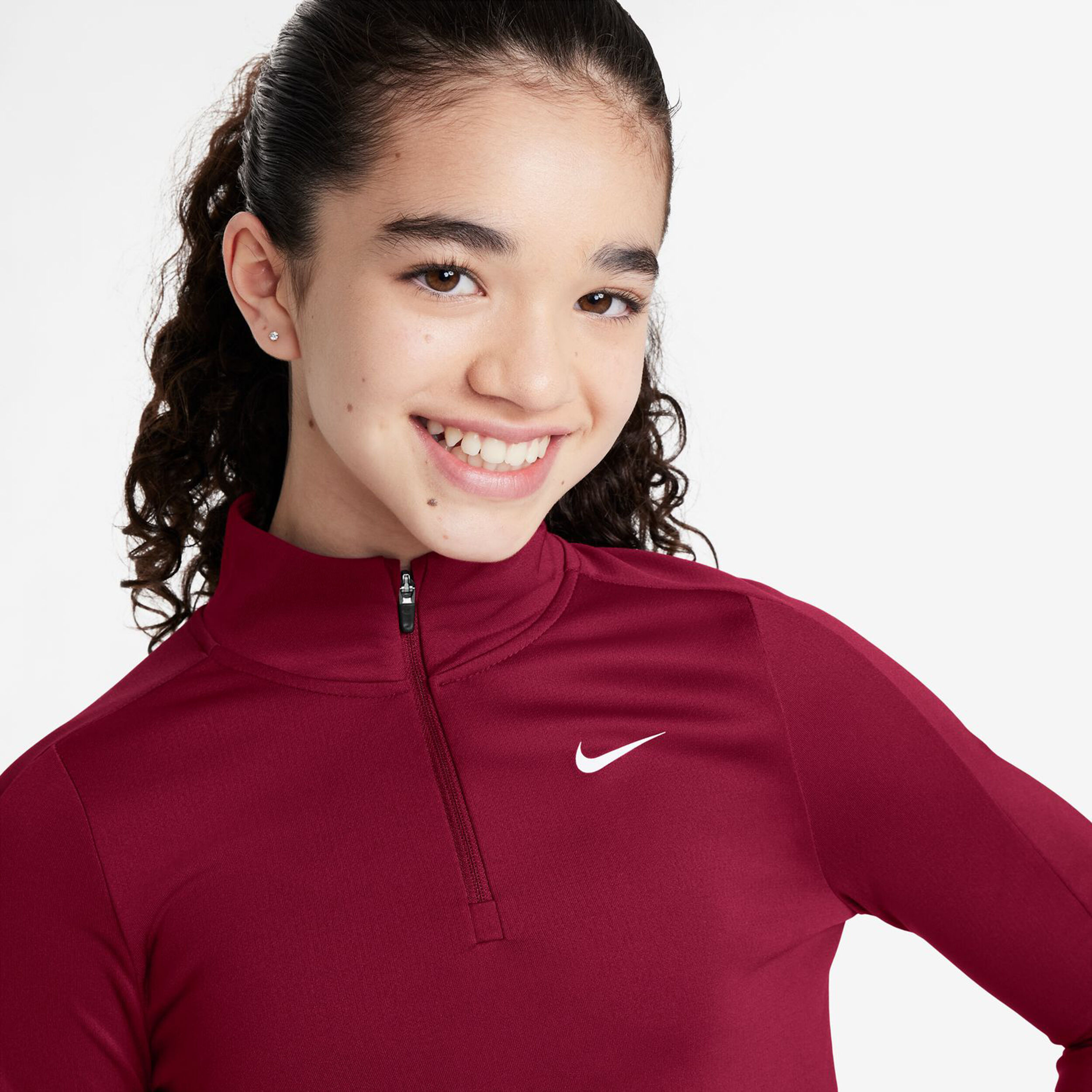 Nike Dri-Fit Haut Manches Longues Filles - Rouge , Blanc