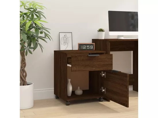 Classeur mobile avec roues Chêne marron 45x38x54 cm Bois