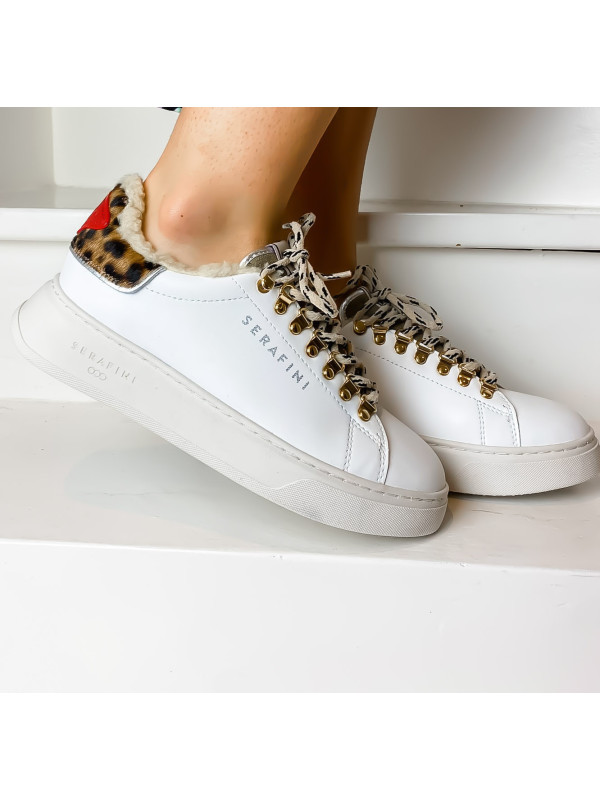 Baskets J.CONNORS White and Sand Animalier - Serafini