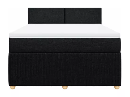 Sommier à lattes de lit avec matelas Noir 160x200 cm Tissu
