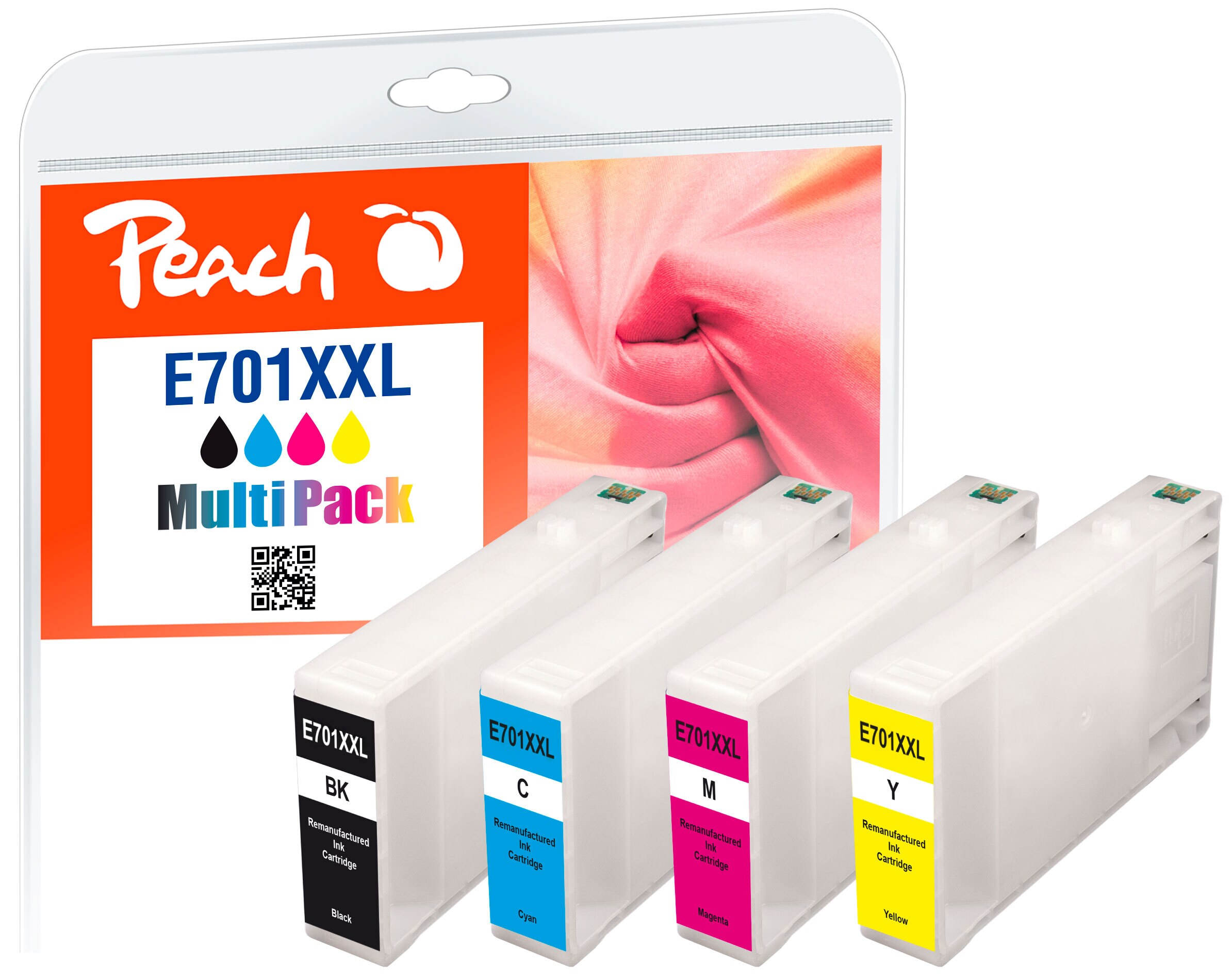Peach E704 Druckerpatronen XL (bk, c/m/y) ersetzt Epson T7015, T7011-T7014 für z.B. Epson WorkForce Pro WP -4015 DN, Epson WorkForce Pro WP -4095 DN (wiederaufbereitet)