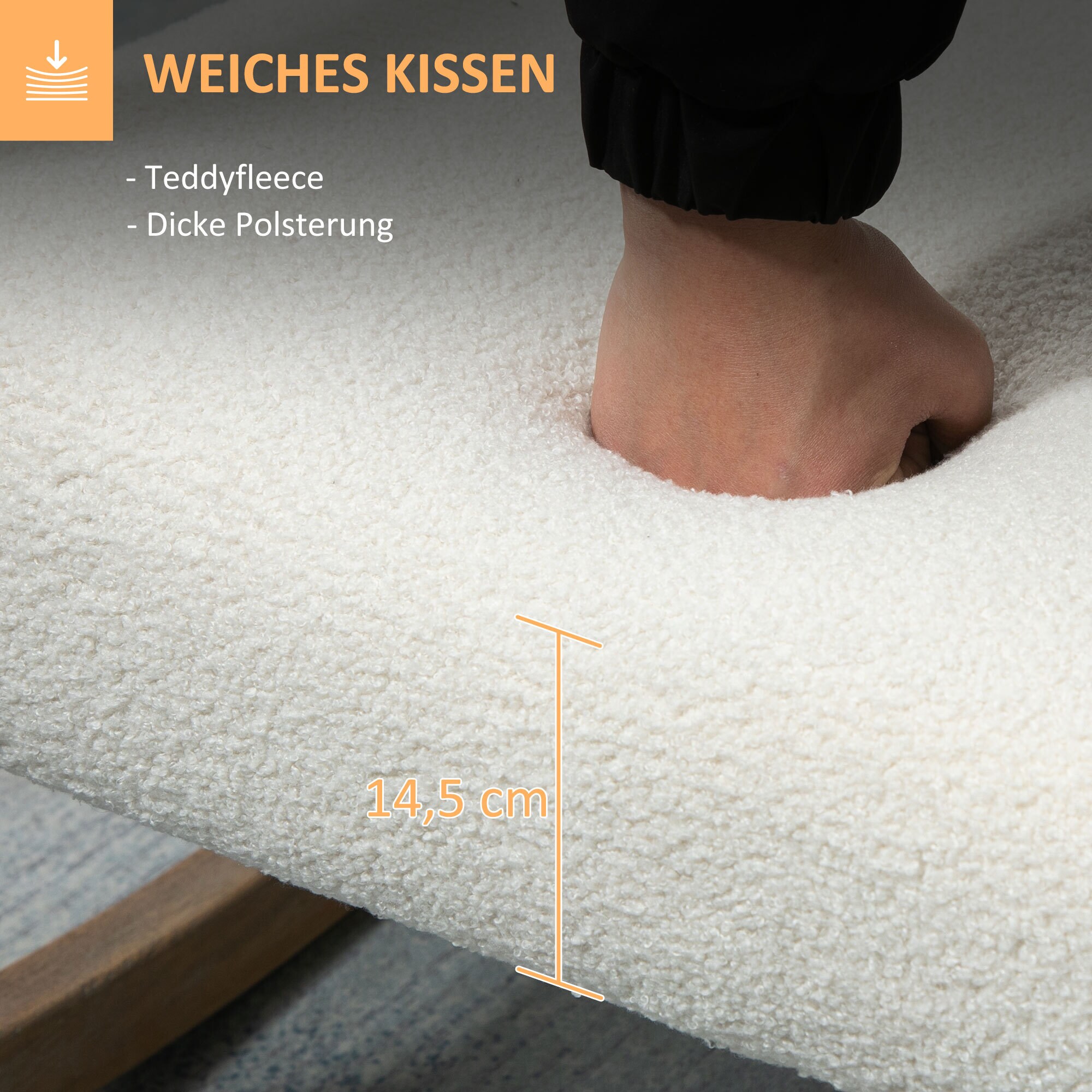 HOMCOM Schaukelstuhl mit Sitzkissen weiß 60L x 81B x 71H cm