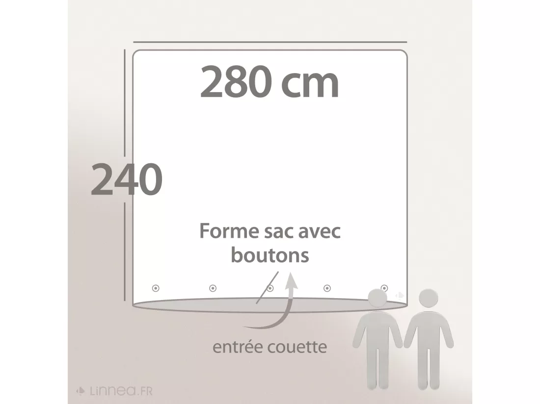 Housse de couette 280X240 cm lit king size lin lavé SONATE Ivoire