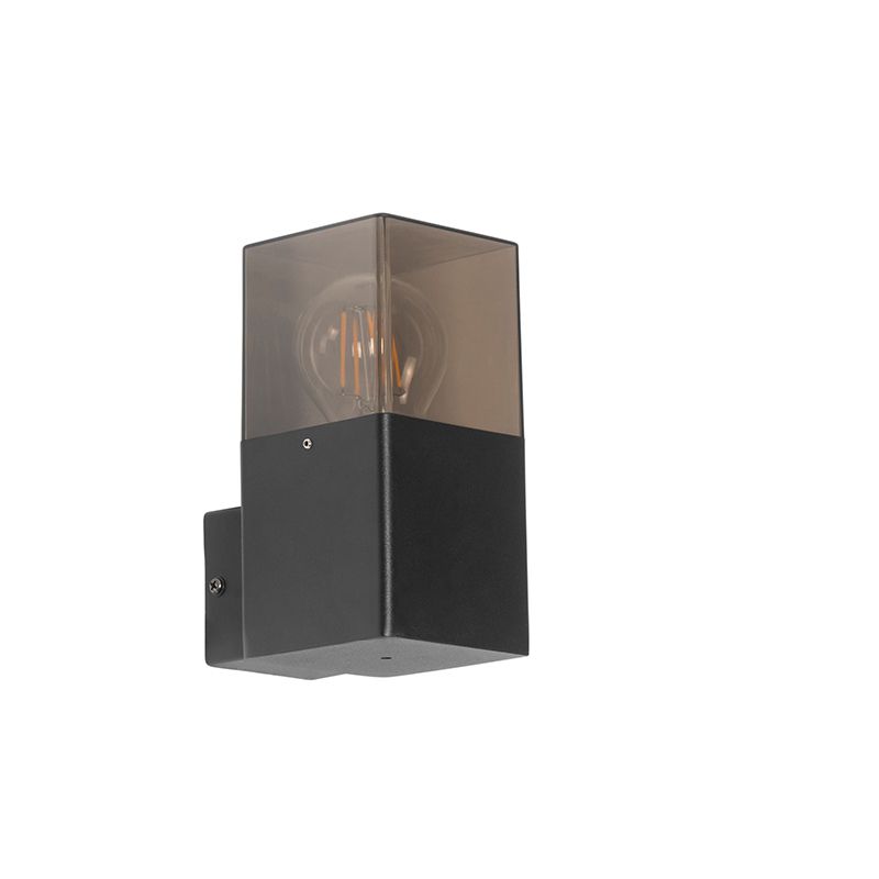 Moderne buiten wandlamp zwart IP44 met smoke glas - Denmark