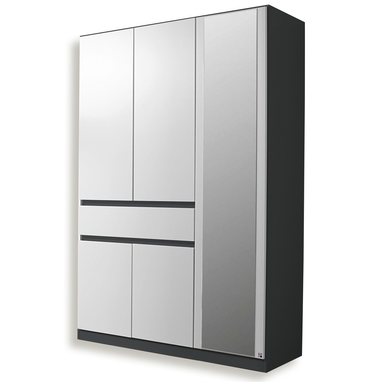 Drehtürenschrank - Alpinweiß-grau - 136 cm