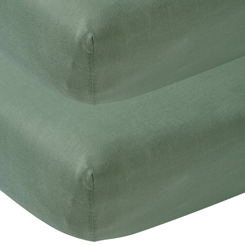 katoenen jersey hoeslaken junior bed 70x140/150 cm - set van 2 forest green