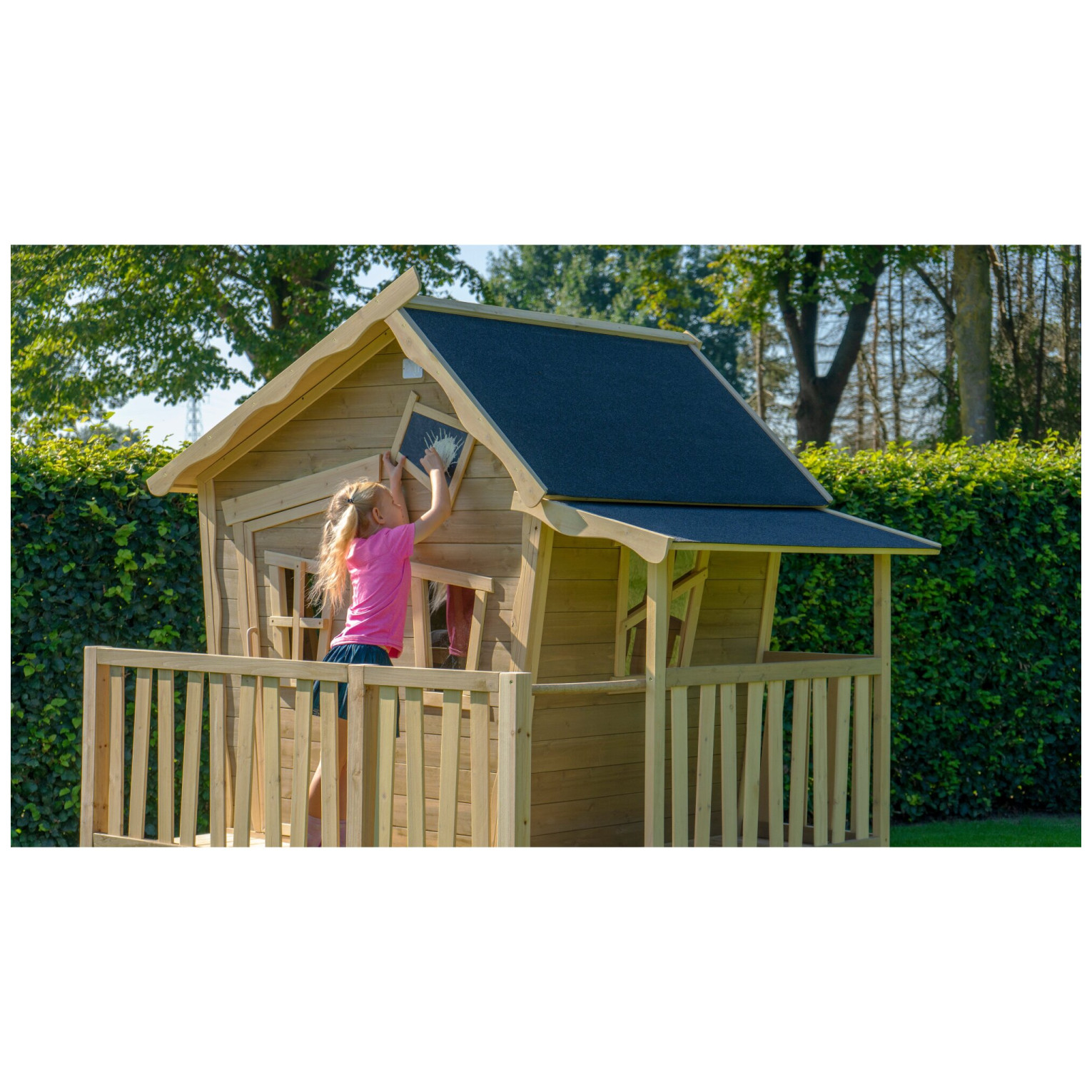 EXIT Crooky 350 houten speelhuis - grijsbeige
