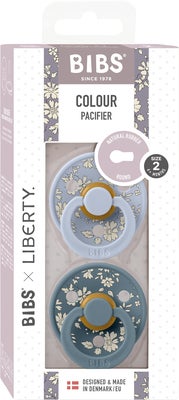 BIBS x Liberty Colour Smokk 2-Pack Lateks Str 2 Rund, Capel/Dusty Blue Mix
