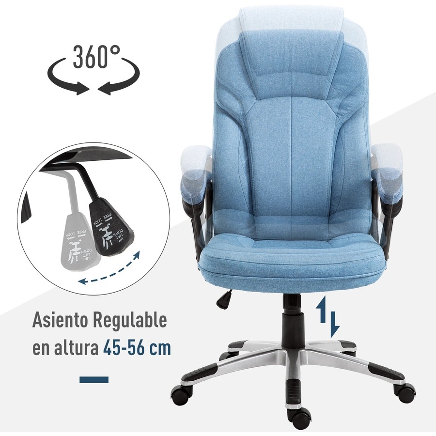 Vinsetto Bürostuhl mit Wippfunktion hellblau