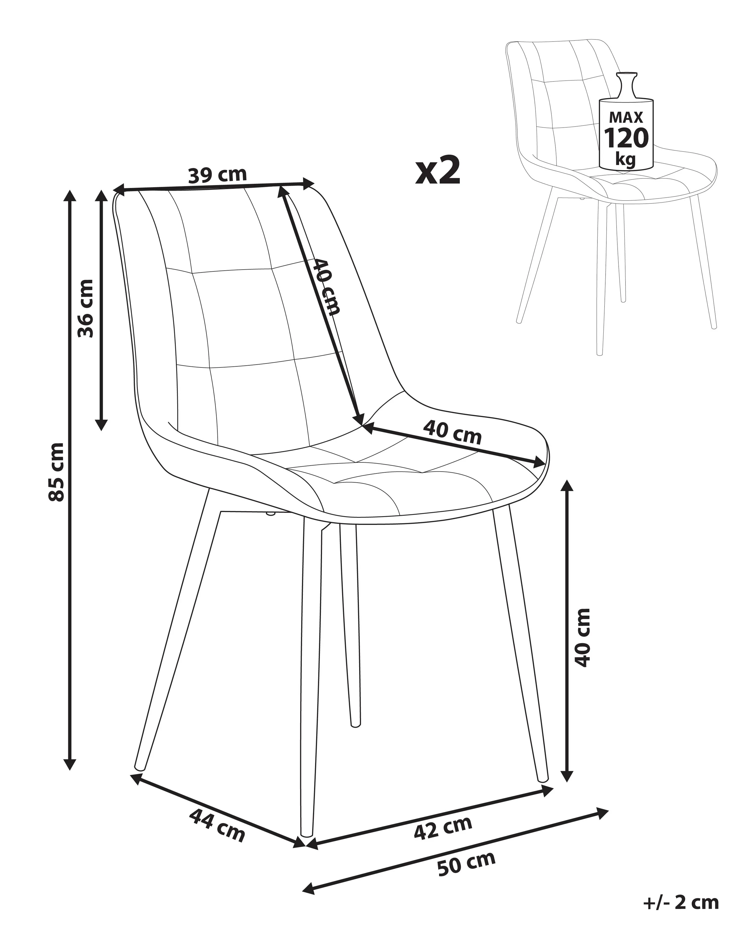 Set van 2 eetkamerstoelen MELROSE Fluweel Oranje