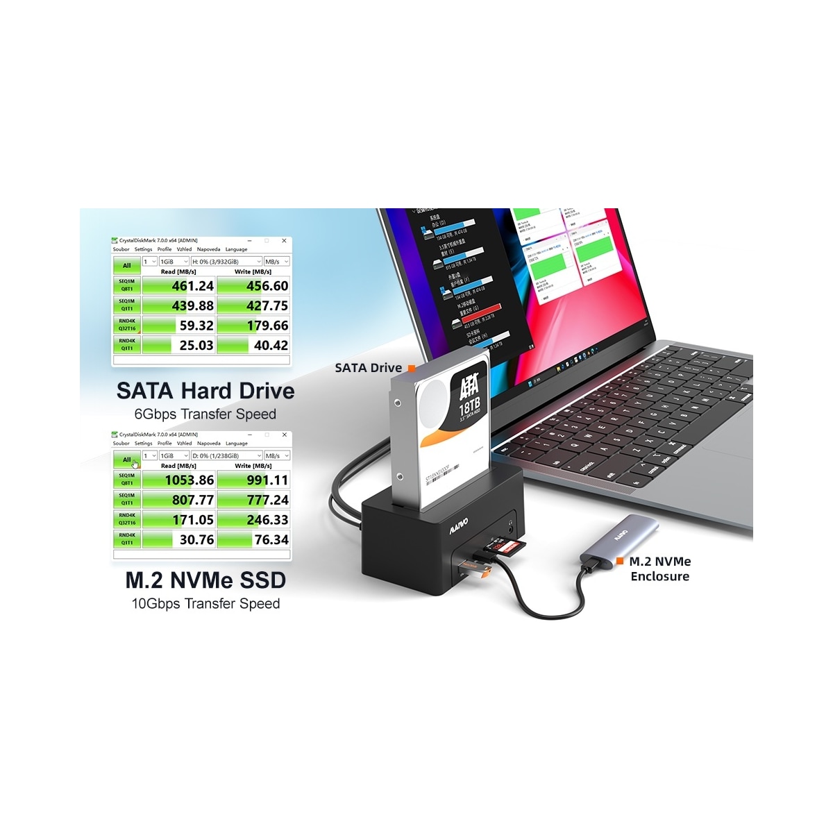 Maiwo USB-C-dokkingstasjon 2,5
