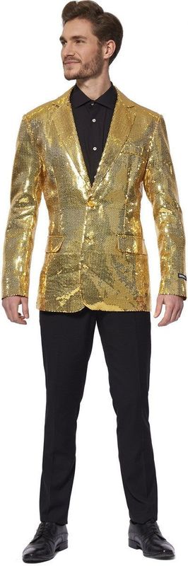 Suitmeister Sequins Goud Heren Blazer Carnavalskleding Glimmende Pailletten Goud Jasje