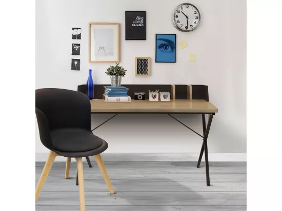BADIE - Bureau Plateau Effet Bois et Piètement Noir