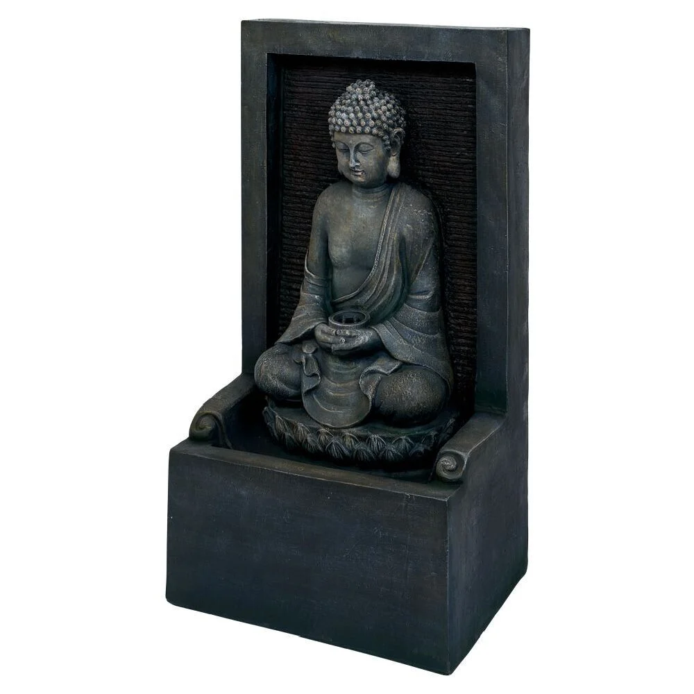 Fontaine de jardin lumineuse Bouddha H78cm
