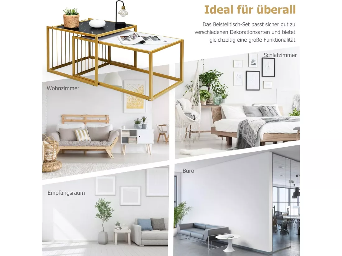 Lot de 2 tables basses gigognes scandinave moderne design combinaison libre